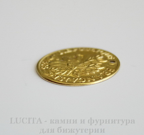 Подвеска круглая "Монета" 18 мм (цвет - латунь)