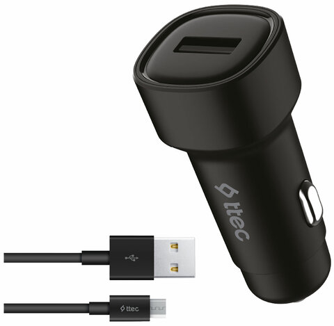 Автозарядка TTEC SmartCharger 2.4A Car Charger с кабелем Micro USB, черный