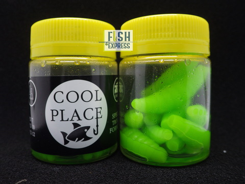 Форелевая силиконовая приманка COOL PLACE MAGGOT FLOATING STRETCH цвет ЗЕЛЕНЫЙ плавающая 40 мм/ 10 шт в банке.