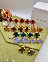 55135 - Серьги Trendy клевер из стали (lux) с агатом на английском замке