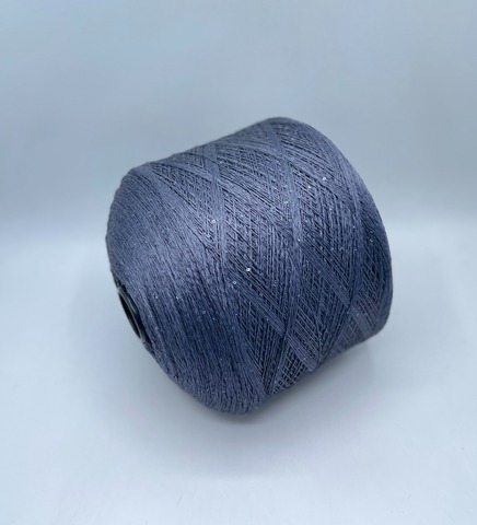 Бобинная пряжа (пр.Италия),Linette Pailletes, 450/100гр, 80% Лен, 20% Полиэстер (пайетка), цвет-Серо-синий+пайетка. арт.36723