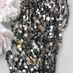 Перламутр натуральный стальной, фриформ 4-10 мм, 1 нить, ПР111