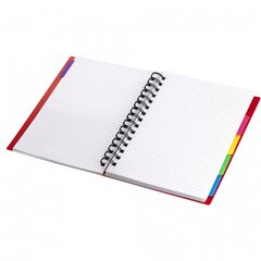 Тетрадь 120л., А5, клетка, Alingar, гребень, пластиковая обложка с инф. окнами, цветные пластиковые разделители, ассорти 4 цвета