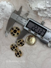 Пуговицы золотистые с коричневой, желтой, молочной эмалью