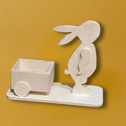 Заяц с тележкой 25*10*20см