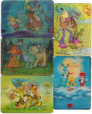 № 93 Набор из 5 переливных (стерео) Календариков . Мультфильмы СССР 1981 год.