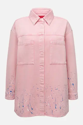 Рубашка джинсовая с принтом разбрызганной краски