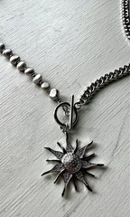 Колье цепочка комбинированное с подвеской солнце с замком тогл