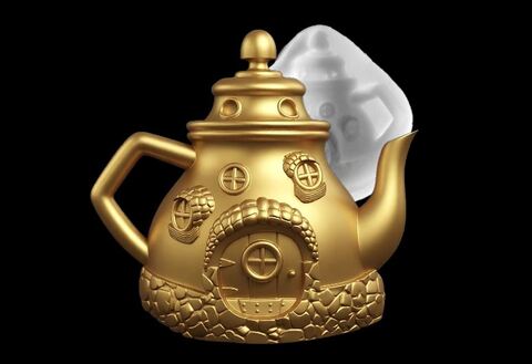 Силиконовый молд № 421 Домик чайник 2 D ( серия домики для гномов и фей)