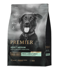 Сухой корм для взрослых собак Premier Dog Adult Medium средних пород с чувствительным пищеварением ягненок с индейкой 1кг