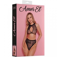 Комплект эротического белья Amor El, топ-лиф и трусики с высокой посадкой, S/L