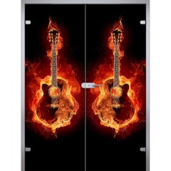 Купить Двустворчатая стеклянная дверь Gutar триплекс фотопечать