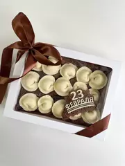 Шоколадные пельмени ручной работы из бельгийского шоколада с орешком + табличка 