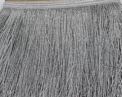 Тесьма текстиль бахрома люрекс, ш. 20 см, серебро