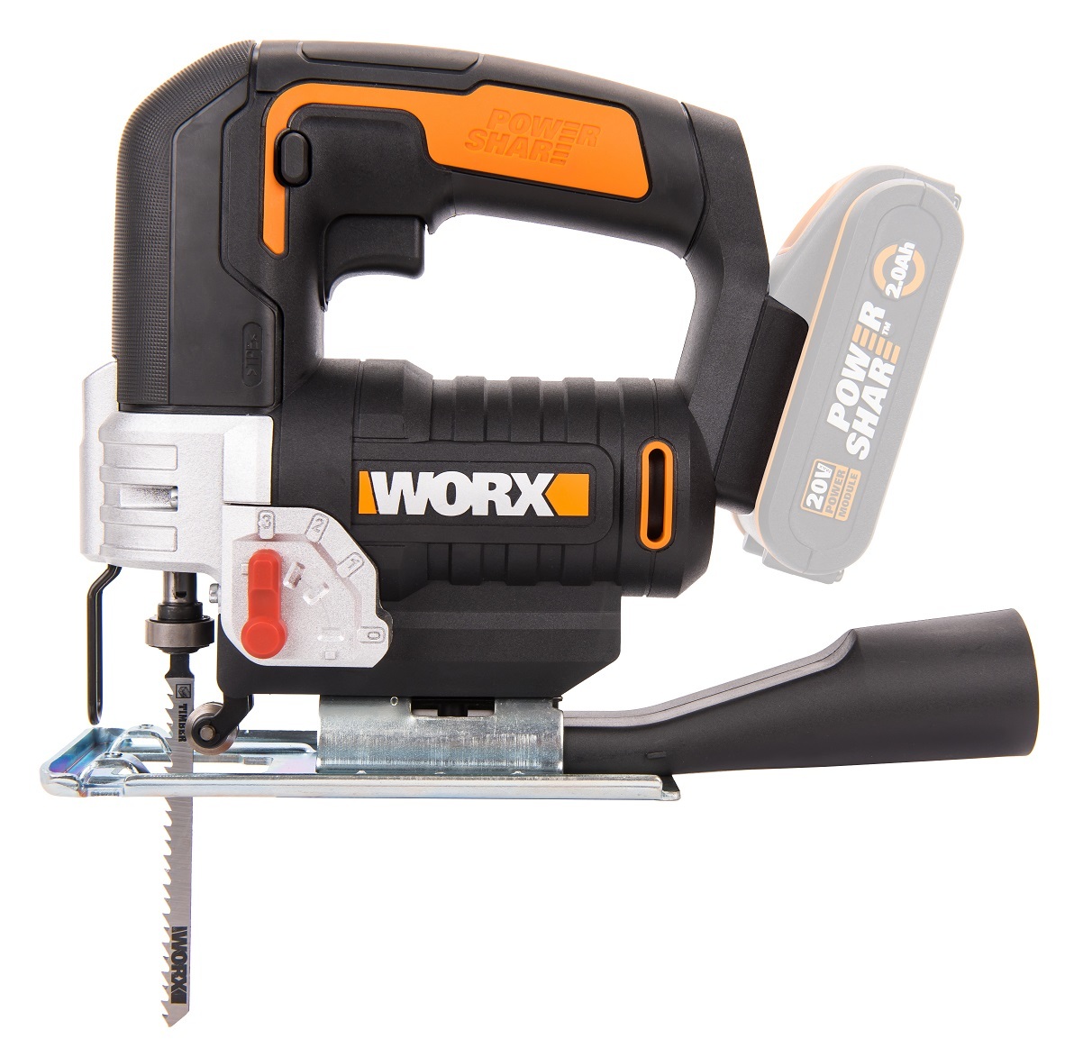 Лобзик аккумуляторный WORX W543.9, 20В, без АКБ и ЗУ, коробка