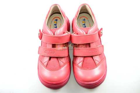 Ботинки Тотто из натуральной кожи на липучках демисезонные для девочек, цвет розовый. Изображение 9 из 12.