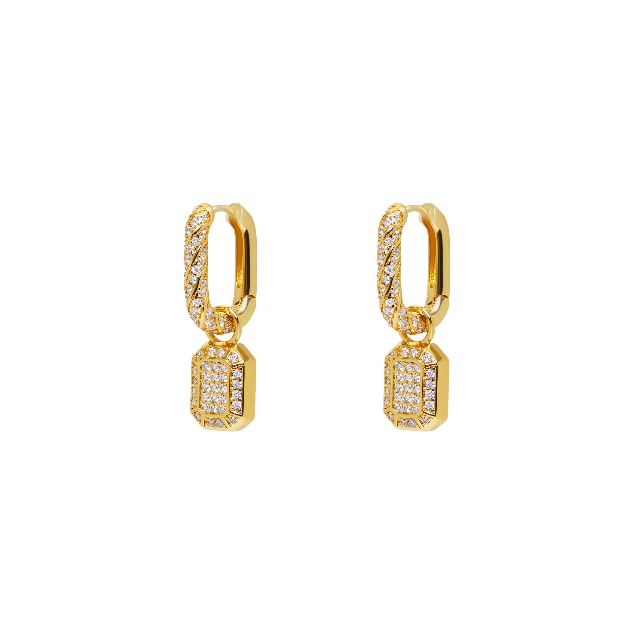 luv aj серьги pave mini coco hinge hoops – gold LUV AJ Серьги Faceted Diamond Huggies – Gold