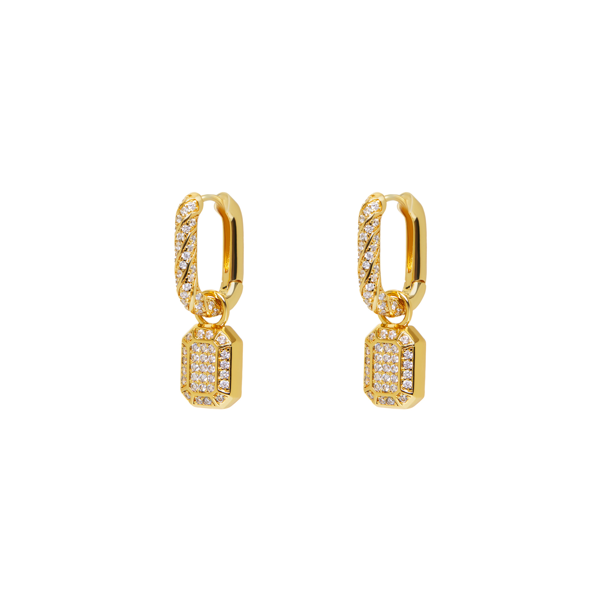 LUV AJ Серьги Faceted Diamond Huggies – Gold luv aj серьги pave mini coco hinge hoops – gold