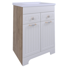 AVK2. Тумба напольная, 2 Ящика 2 Двери, 700, коллекция Катрин, с умывальником Como 70, Дуб Крафт Золотой, Молочный глянец