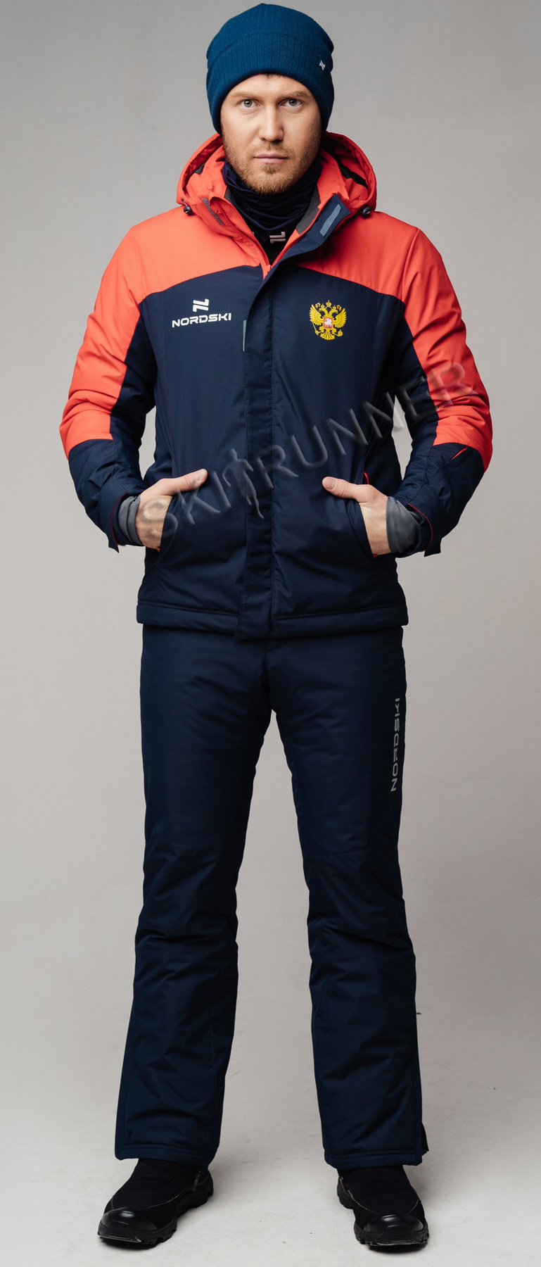 Премиальный теплый лыжный костюм Nordski Mount Dark Blue-Red мужской NSM434710-NSM203710 - SkiRunner.ru