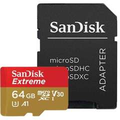 Флеш карта microSDXC 64GB SanDisk Class 10 UHS-I A2 C10 V30 U3 Extreme
