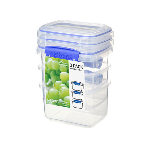 Набор контейнеров 3шт 400мл Sistema Klip It синий