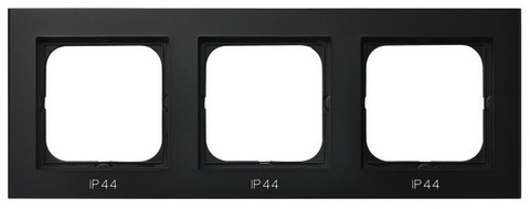 Рамка на 3 поста для выключатель IP-44. Цвет Чёрный металлик. Ospel. Sonata. RH-3R/33
