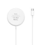 БЗУ магнитное MagSafe для iPhone 12, 13, 14, 15 серии с быстрой зарядкой 15W Hoco CW29 для телефонов, наушников беспроводное зарядное устройство (Белый)