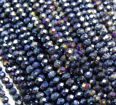 БЛ007НН34 Хрустальные бусины "рондель", цвет: черный металлик, размер 3х4 мм, кол-во: 95-100 шт.
