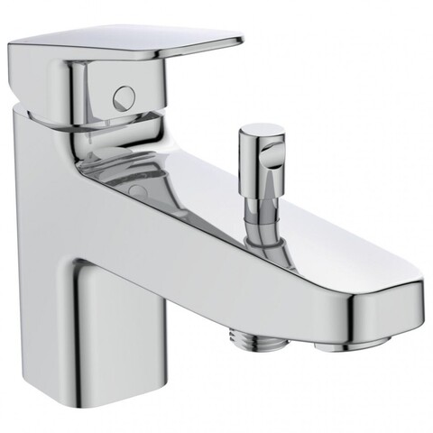 Ideal Standart BD257AA CERAPLAN Набортный смеситель для ванны/душа, система монтажа EASY-FIX (облегченный монтаж), гибкая подводка G3/8", картридж FirmaFlow 38 мм с функцией HWTC (ограничение максимальной температуры горячей воды), без душевого гарни