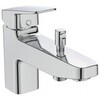 Ideal Standart BD257AA CERAPLAN Набортный смеситель для ванны/душа, система монтажа EASY-FIX (облегченный монтаж), гибкая подводка G3/8", картридж FirmaFlow 38 мм с функцией HWTC (ограничение максимальной температуры горячей воды), без душевого гарни