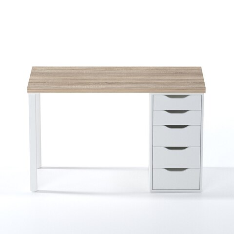 Стол письменный Ингар 1/5Т, 120*75*55 см, дуб беленый/белый