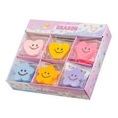 
          Ластик Basir, фигурный, серия "Сердце-звездочка", разноцветный корпус со смайликами