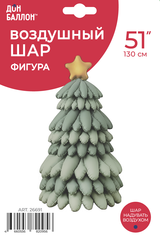 К Фигура 3D, Новогодняя елка, Сатин, Зеленый, 51''/130 см, 1 шт.