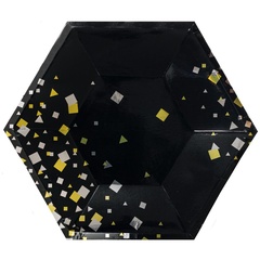 Тарелки, Конфетти Party, Черный, 25 см, 6 шт.