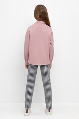 брюки  для девочки  КР 400622/серая клетка на белом к521