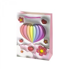 
          Пакет подарочный бумажный Alingar, (М) 18х24х8,5 см, вертикальный, "Сердечки", мат. ламинация, эфффект 3D, ассорти