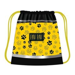 
          Мешок для сменной обуви, 1 отделение, ПЧЕЛКА, 340х420 мм, ткань, светоотражающая полоса, карман, "Лапки-принт", желтый/черный