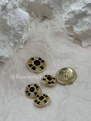 Пуговицы золотистые с коричневой, желтой, молочной эмалью