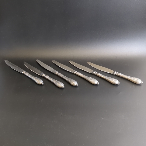 Набор из 6 столовых ножей - мельхиор - МНЦ - СССР