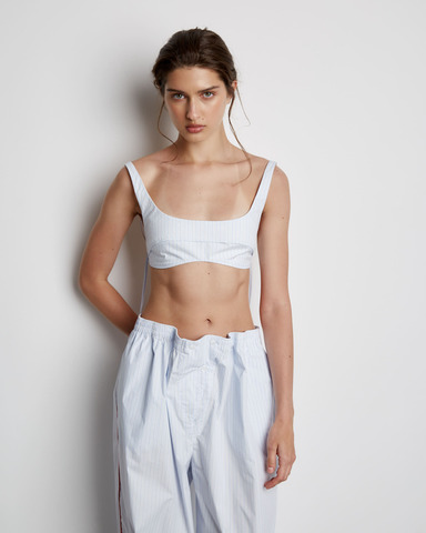 Лиф из хлопка Гуччи в полоску голубой/белый