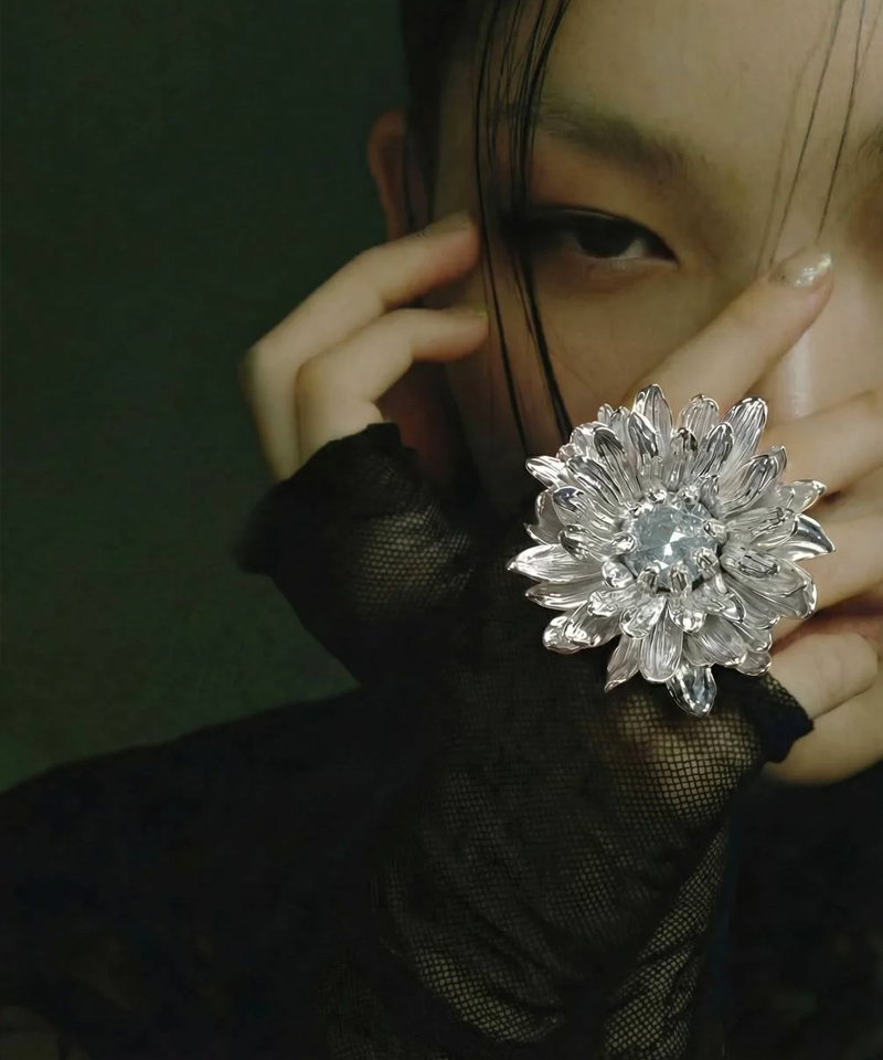 Кольцо Хризантема silver