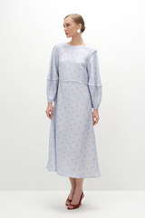 Платье с пышными рукавами цветы