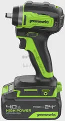 Гайковерт ударный аккумуляторный Greenworks G24IW200, 24V, б/щет, 3/8'', 200Нм, 1х4Ач, ЗУ, кор (3803607CUB)