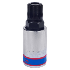 KING TONY (402B16) Насадка (бита) торцевая 1/2", L = 66 мм, SPLINE с отверстием, M16