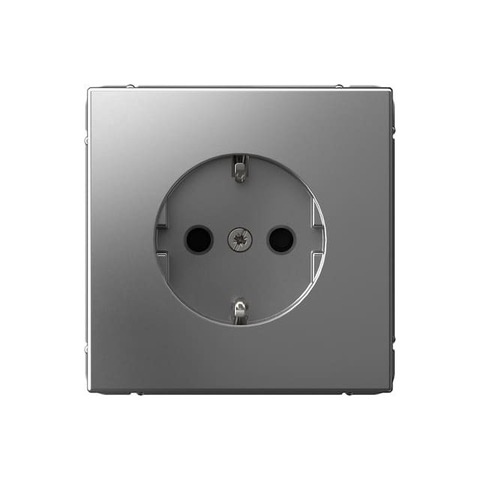Розетка электрическая 2К+З со шторками 16А 250 В. Цвет Сталь. Systeme electric серия ArtGallery. GAL000945S