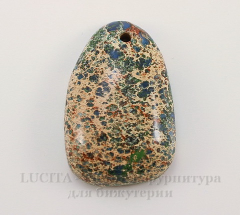 Подвеска Яшма Императорская (тониров) (прессов) (цвет - бежево-синий) 32,2х21,1х8,6 мм №31 ()