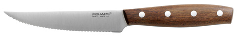 Нож кухонный Fiskars Norr (1016472) стальной для томатов лезв.120мм серрейт. заточка коричневый