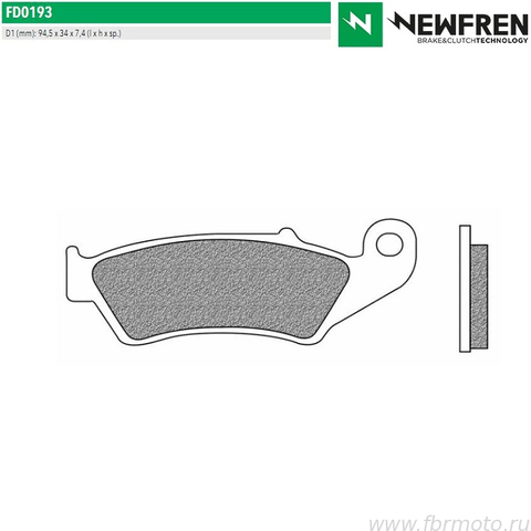 FD0193X01 Тормозные колодки дисковые мото OFFROAD DIRT RACE SINT (FDB892SG)   NEWFREN