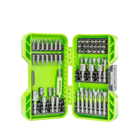 Набор бит, торцевых головок и адаптеров в кейсе Greenworks Арт. 2944407, 70 шт.